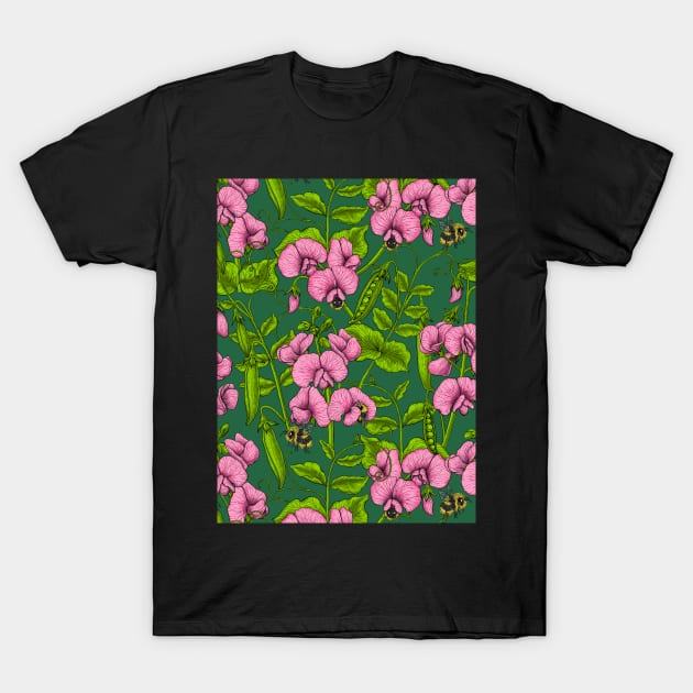 Sweet peas and bumblebees 3 T-Shirt by katerinamk